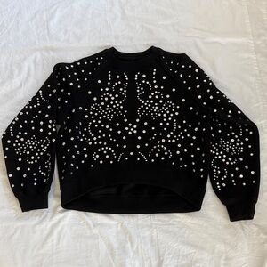 Cynthia Rowley black sequin sweatshirt, high/low, Sz S